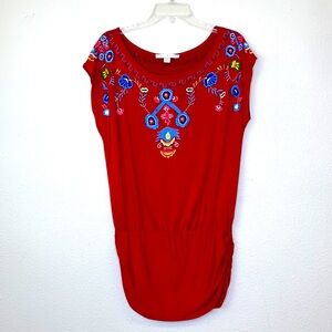 Boston Proper Red Embroidered Dress Size Small